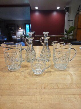 Vintage Anchor Hocking EAPC Star of David 5 Piece Table Serving Set